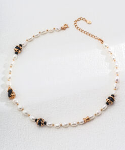 Black agate sterling silver pearl necklace (1)