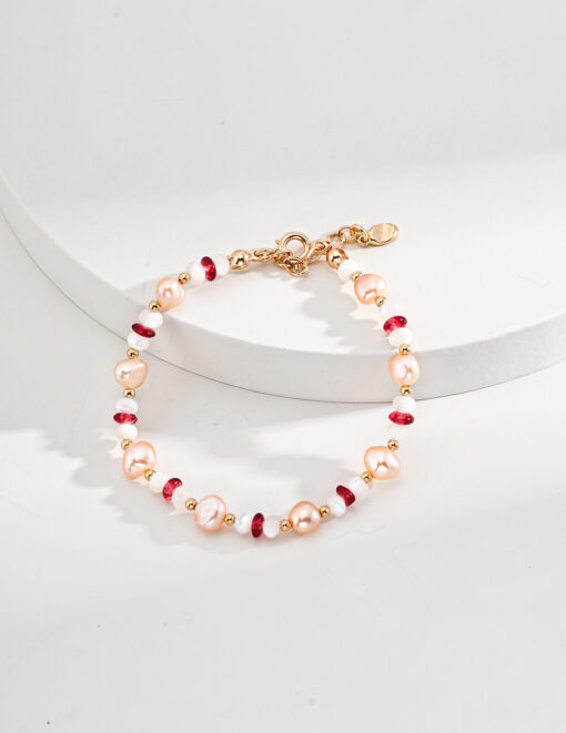 Fashion Natural Mother-of-pearl Ruby bracelet S925 Silver 4