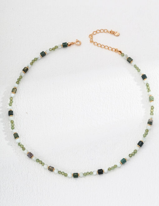 Green agate sterling silver necklace (1)