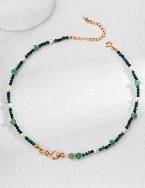 Natural malachite pearl necklace (1)