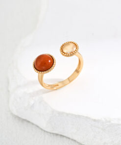 Simple S925 silver red stone ring (4)