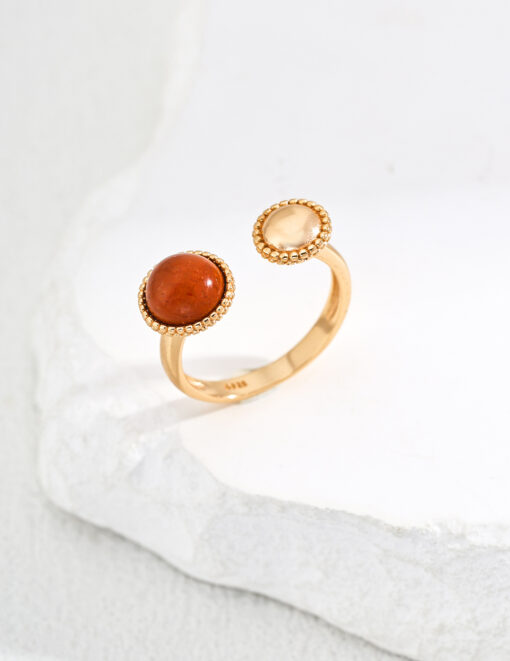 Simple S925 silver red stone ring (4)