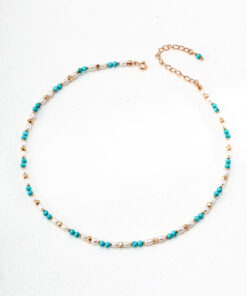 Turquoise natural freshwater pearl S925 sterling silver plated 18k necklace (1)