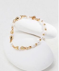 Vintage gold pearl bracelet 925 silver/Natural pearl