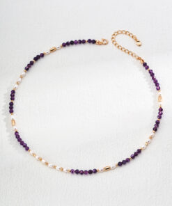 Vintage pearl amethyst necklace (1)