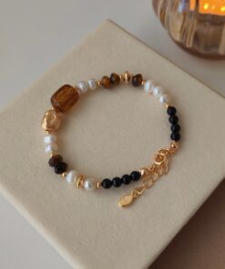 Tiger eye stone pearl bracelet (1)