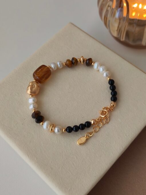 Tiger eye stone pearl bracelet (1)